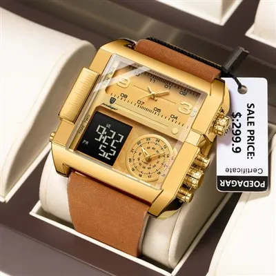 POEDAGAR NEW CASUAL Sport Chronograph Men Watch Leather Leather Leather Para Hombre Waterlate Waterlate Water -Para Hombre برای مردان